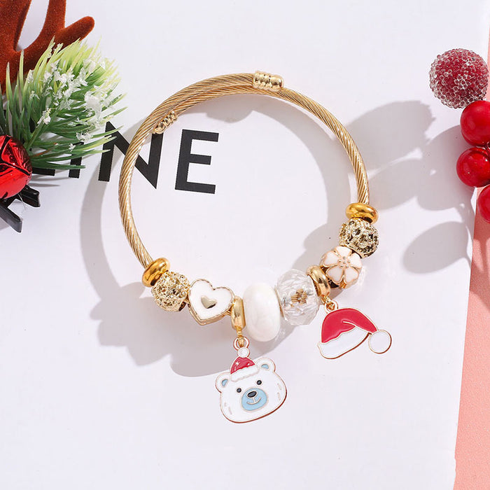 Wholesale Christmas Tree Elk Snowflake Stainless Steel Bracelet Women Jewelry Accessory MOQ≥2