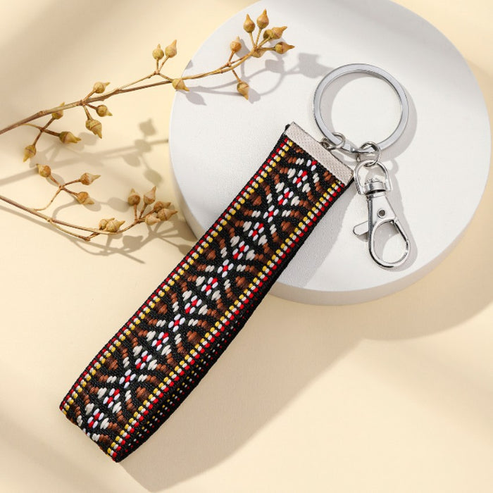 Wholesale Ethnic Style Embroidery Lanyard Metal Keychain JDC-KC-RongR006