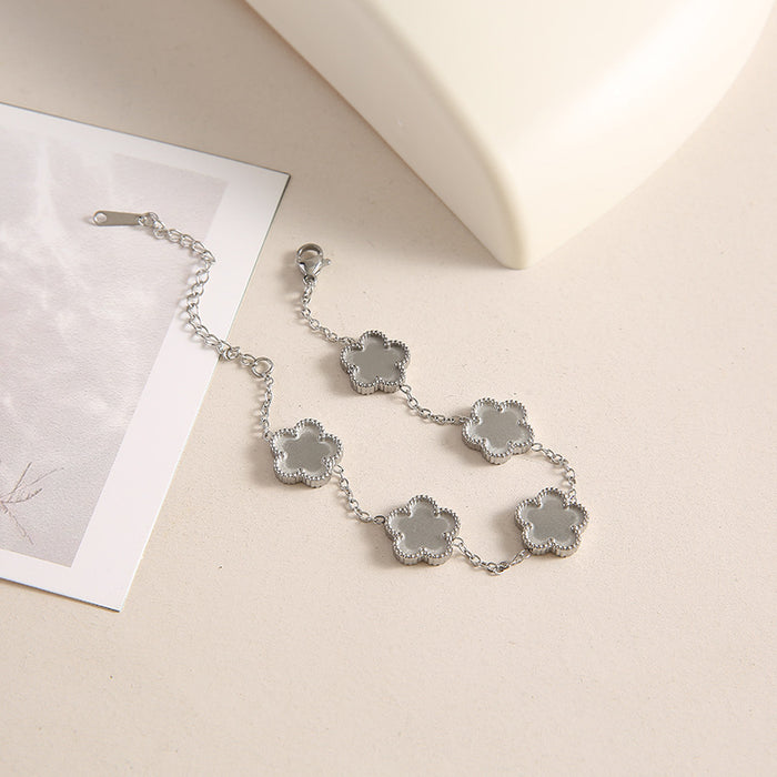 Wholesale Stainless Steel Four-Leaf Clover Butterfly Double-Sided Bracelet