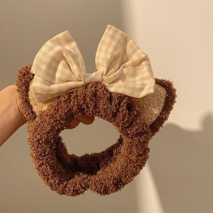 Wholesale Cartoon plush animal ear headband with bow