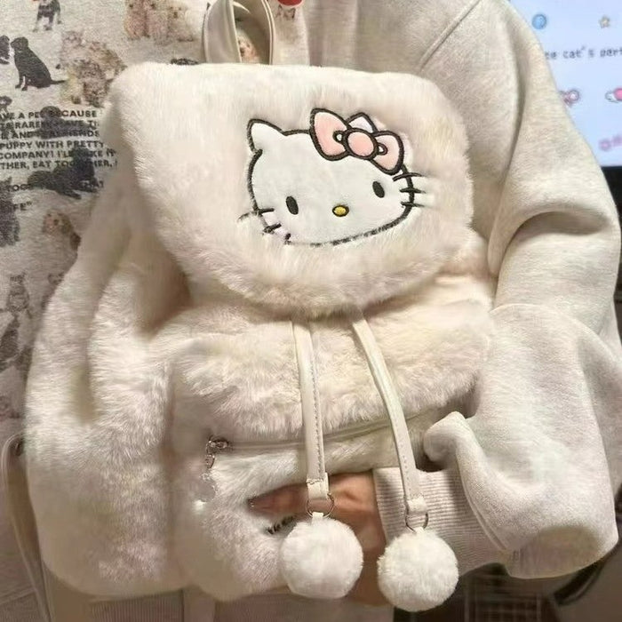 Wholesale Cute cartoon Plush Bag Women's Flapover Backpack Bags
