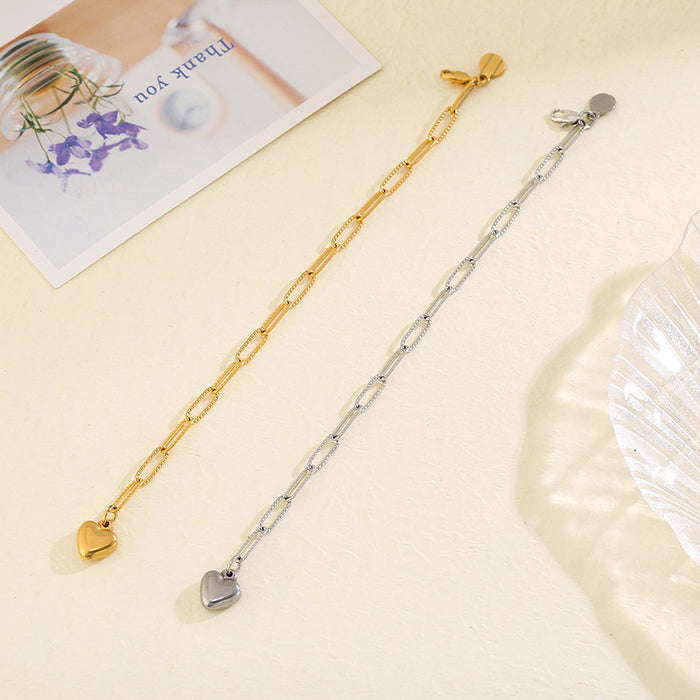 Wholesale Simple stainless steel titanium steel heart-shaped pendant bracelet for women