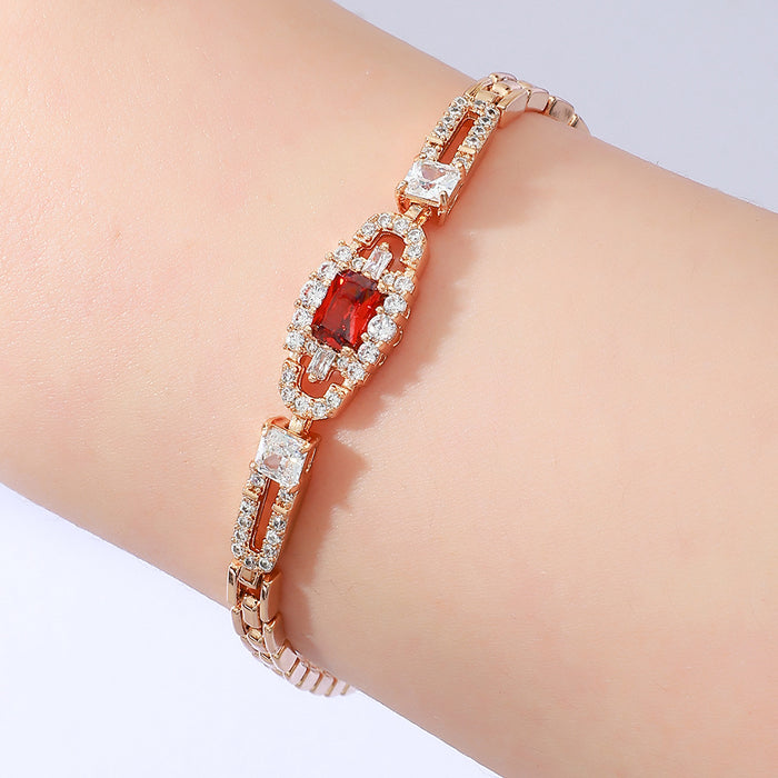 Wholesale Copper inlaid zircon bracelet European new style daily high-end feeling light luxury bracelet horseshoe buckle diamond inlaid bracelet