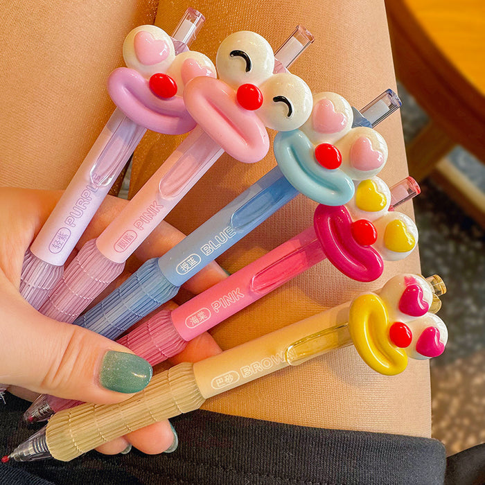 Wholesale 5pcs Funny Big Mouth Gel Pen Cute Creative Push Super Cute Large Capacity for Students