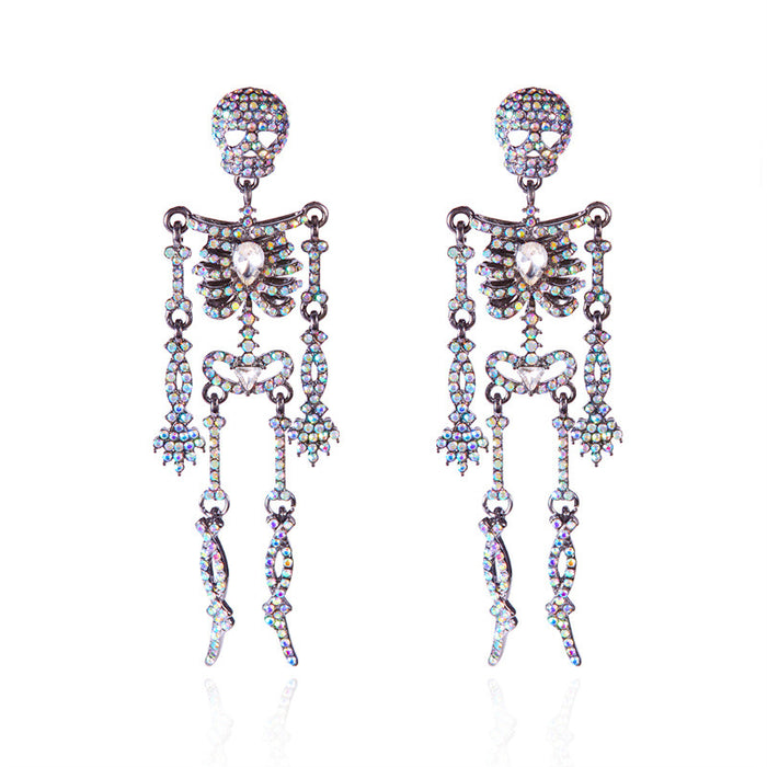 Wholesale  Series Earrings Niche Design Full Diamond Sparkling Movable Skull Earrings