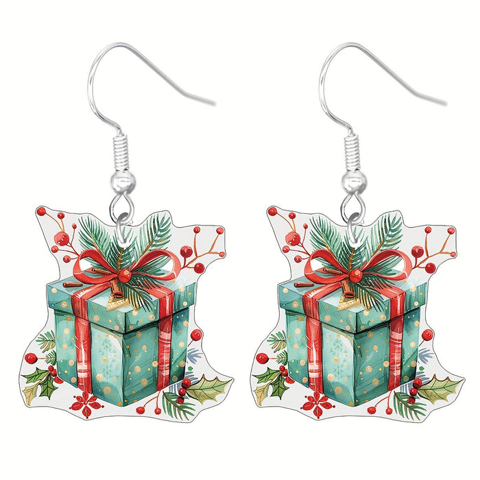 Wholesale Christmas Cartoon Earrings Cute Acrylic Pendant  Gingerbread and Animal Pattern Holiday Supplies