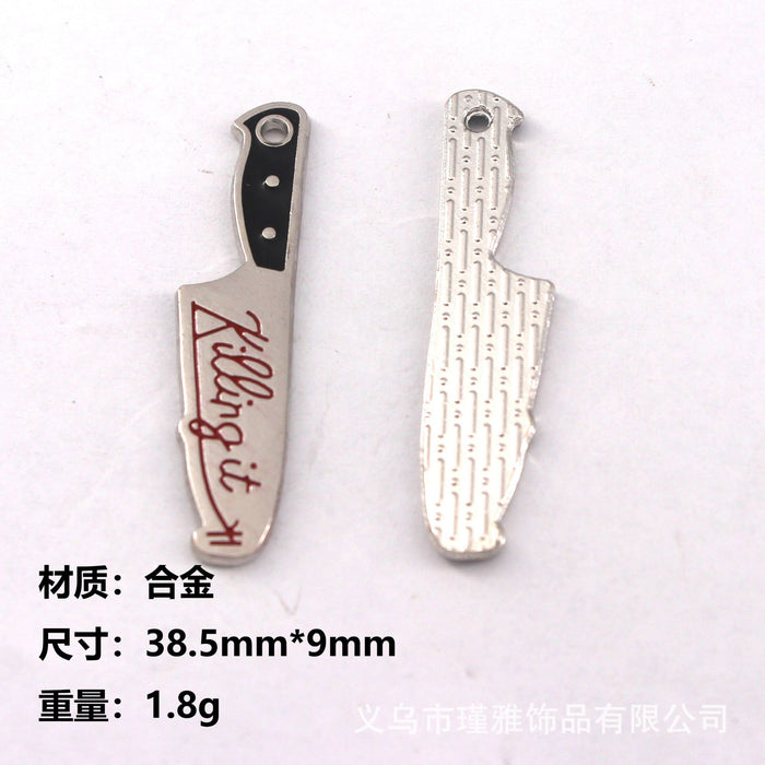 Wholesale 10pcs Cute Black Cat Dagger Alloy Oil Dropping Funny Jewelry Pendant Keychain Pendant Accessories