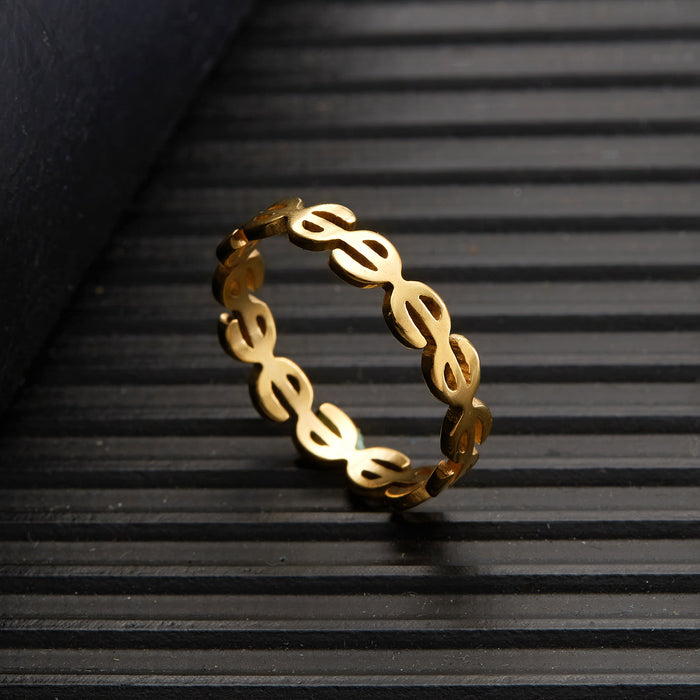 Wholesale New stainless steel copper coin ring creative dollar sign opening adjustable hand jewelry for women