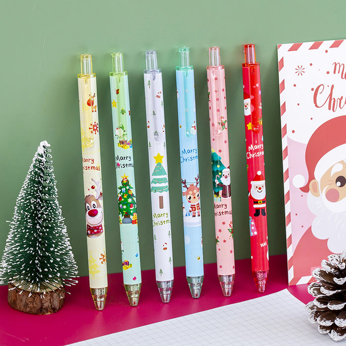 Wholesale Christmas cartoon push gel pen student stationery black push creative signature pen