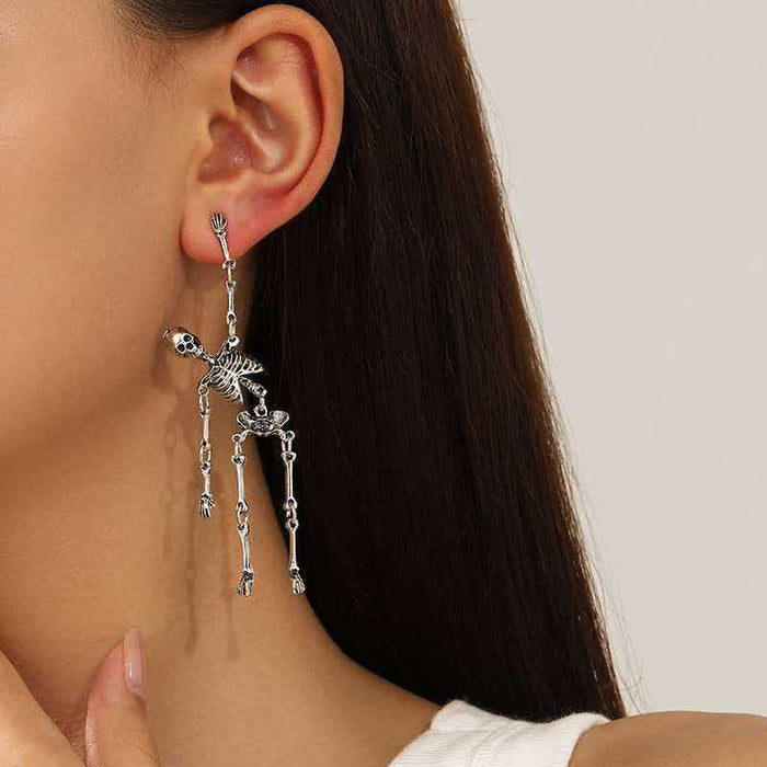 Wholesale  Skeleton Earrings Gold Zinc Alloy Movable Design Fashion Jewelry Accessory For Women