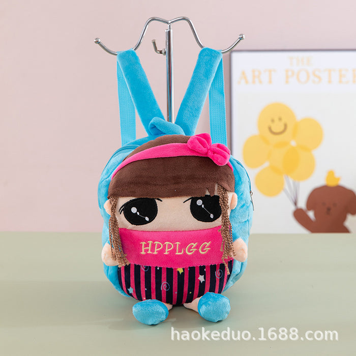 Wholesale Plush small backpack kindergarten school bag cartoon cute girl boy plush backpack