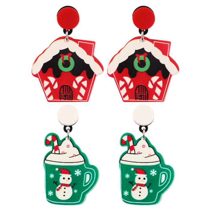 Wholesale Christmas Acrylic Snowman Color Matching Earrings JDC-ES-ChouD003