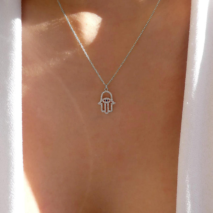 Wholesale Simple Devil's Eye, God's Hand, Crystal Necklace, Personalized Clavicle Chain