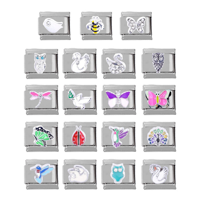 Wholesale Italian Charm Bracelet Charm Module Swan Butterfly Little Bee Stainless Steel 9mm DIY Pattern Free Splicing Detachable Composable Bracelet JDC-BT-DaL010