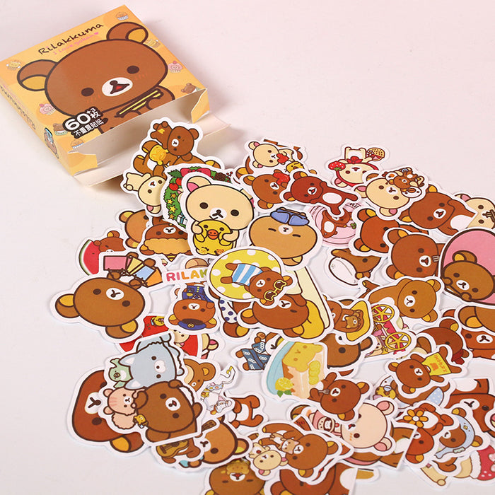 Wholesale Cute Bear Sticker Pack 60Pcs Waterproof DIY Decorative Stickers For Kids Party Trendy Home Decor Gift Craft Supply