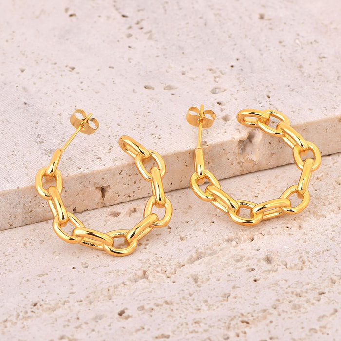 Wholesale Personality Chain Links C-Shaped Earrings
