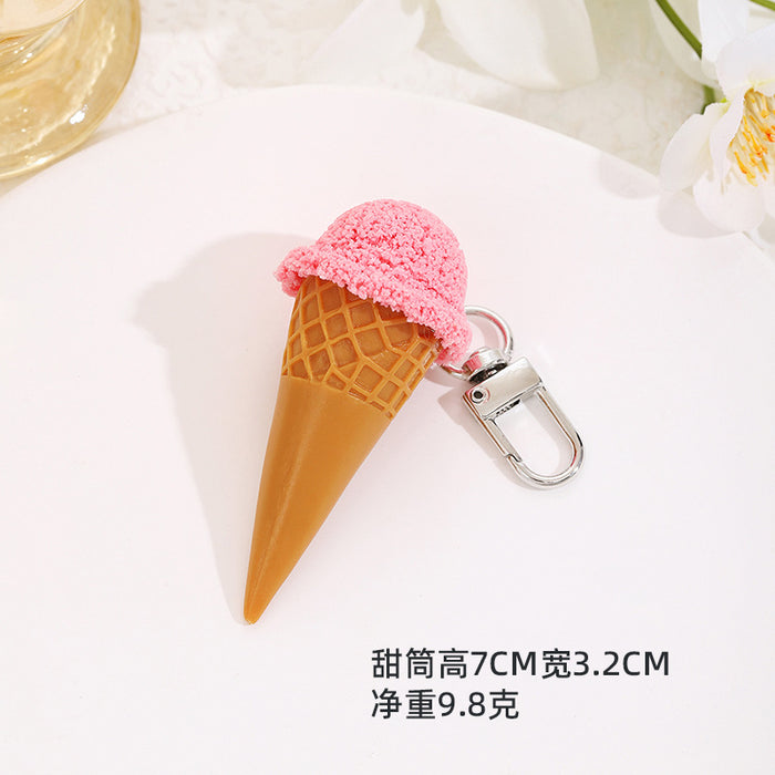 Wholesale PVC Cartoon Ice Cream Cone Keychain Fashion DIY Accessory MOQ≥2