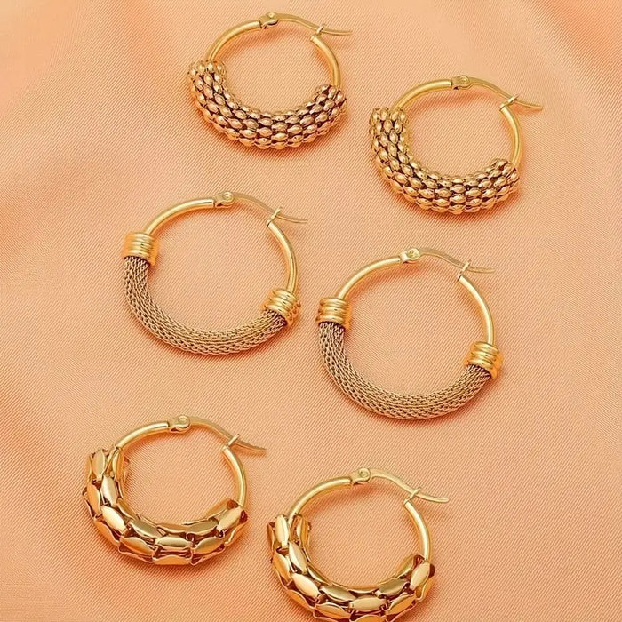 Wholesale Stainless steel mesh rice ear earrings