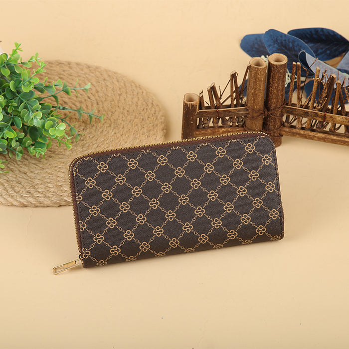 Wholesale Stylish Print PU Long Wallet Fashion Zip Around Clutch Trendy Everyday Handbag MOQ≥3