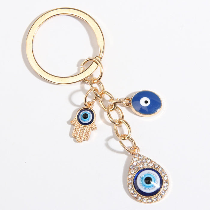 Wholesale Heart-Shaped Palm Water Drop Devil's Eye Pendant Keychain