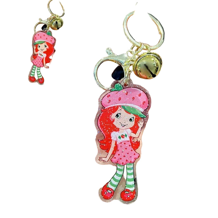 Wholesale 5 PCS Cute pink acrylic keychain with fine shimmer