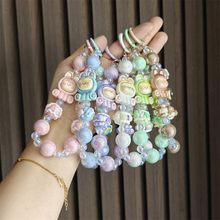 Wholesale Colorful and cute cartoon beaded keychains