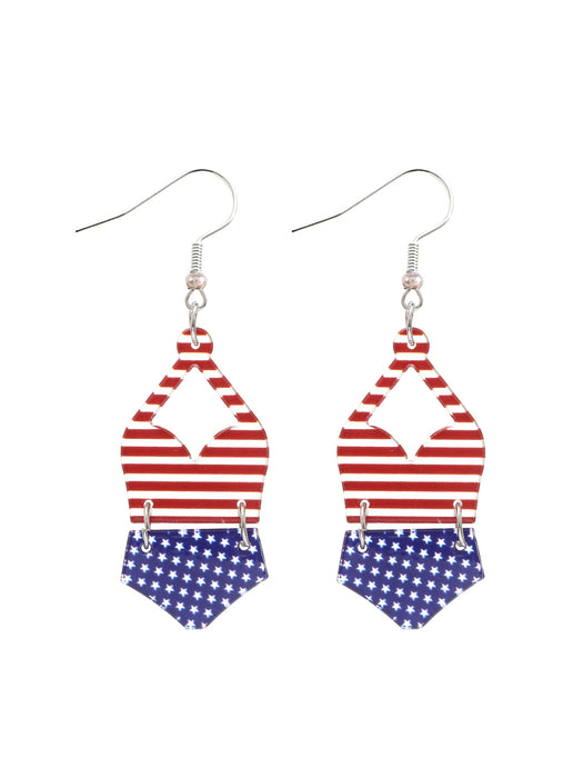 Wholesale Bikini Shape Striped Earrings US Independence Day Earrings Women Earrings