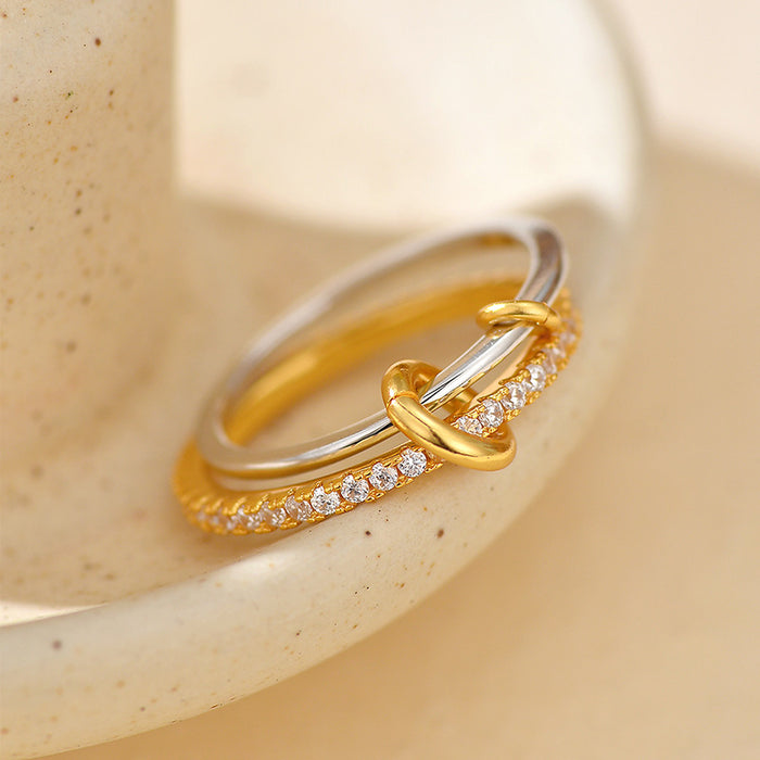 Wholesale S925 Sterling Silver Circumference Diamond Double Layer Jewelry Ring