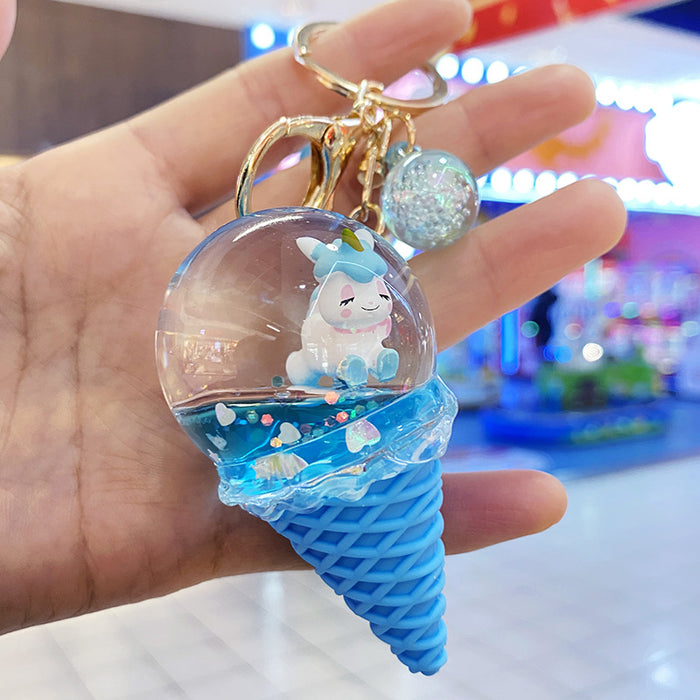 Wholesale Pendant Ice Cream Crystal Ball Quicksand Keychain