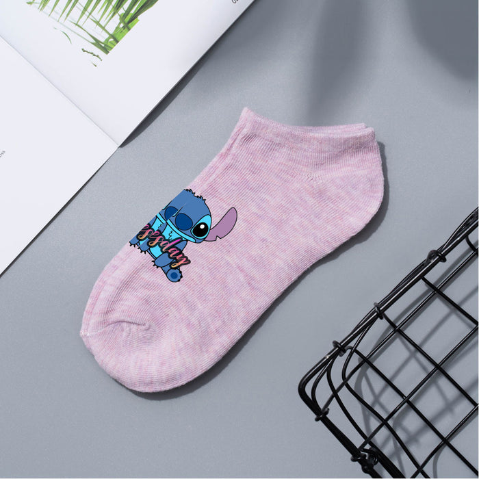 Wholesale Cartoon Simple Breathable Short Style Multi-color Cotton Crew Socks JDC-SK-WuDM001