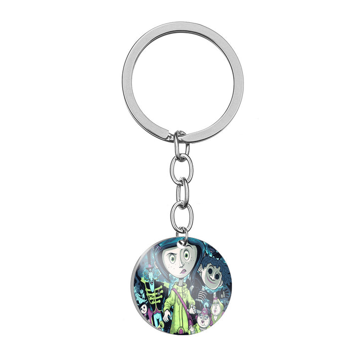 Wholesale Halloween Cartoon Color Printing Stainless Steel Keychain JDC-KC-HuanYu032