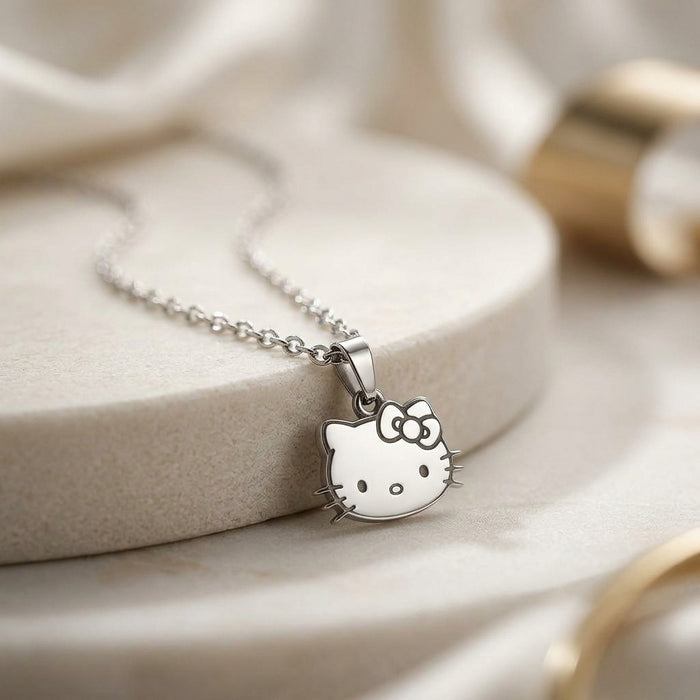 Wholesale Titanium Steel Gold Cat Pendant Necklace Trendy Fashion Jewelry Accessory Casual Gift Boutique Resale