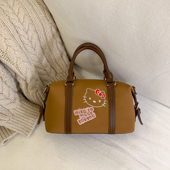 Wholesale Cute embroidered cartoon retro leopard print handbag