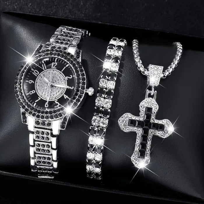 Wholesale Quartz Watch Full Diamond Bracelet Necklace