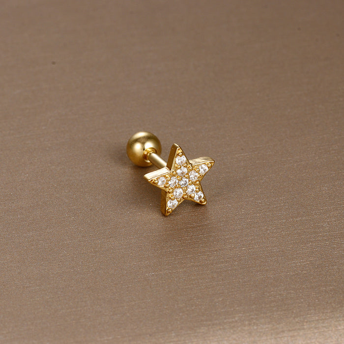 Wholesale Jewelry Stainless Steel Ear Nail Zircon Ball Screw Women
