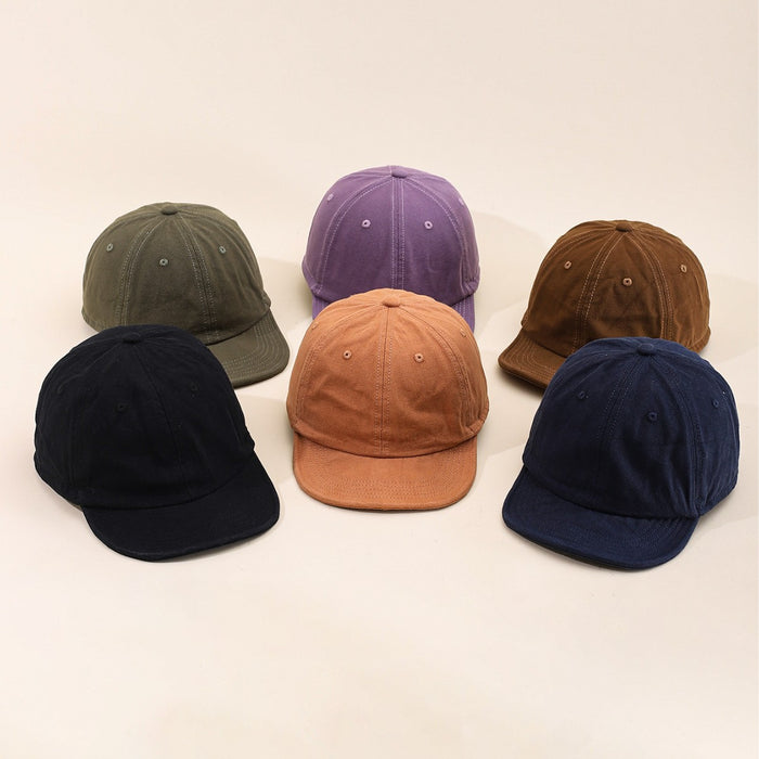 Wholesale Short-Brim Baseball Cap Washed Vintage Soft-Top Workwear Hat Trendy