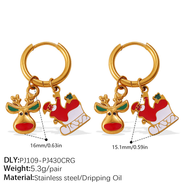Wholesale Christmas Collection Gingerbread Man Pendant Earrings Stainless Steel