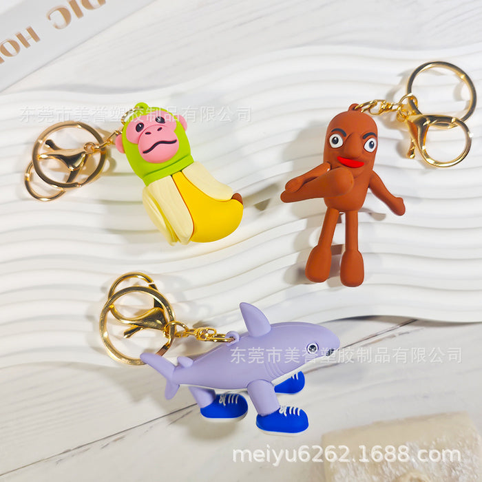 Wholesale Keychain, wooden stick, shark running shoe pendant