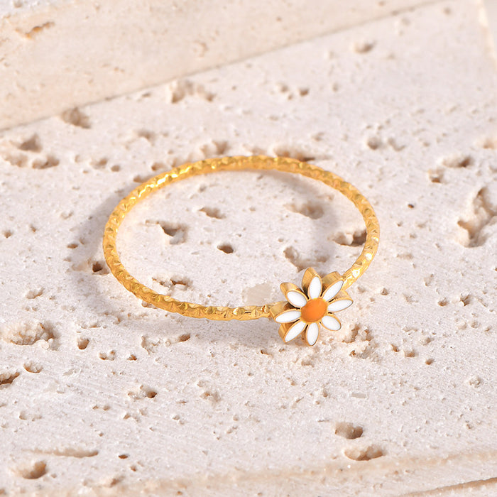Wholesale  niche  flower titanium steel new ins simple small fresh women' s ring