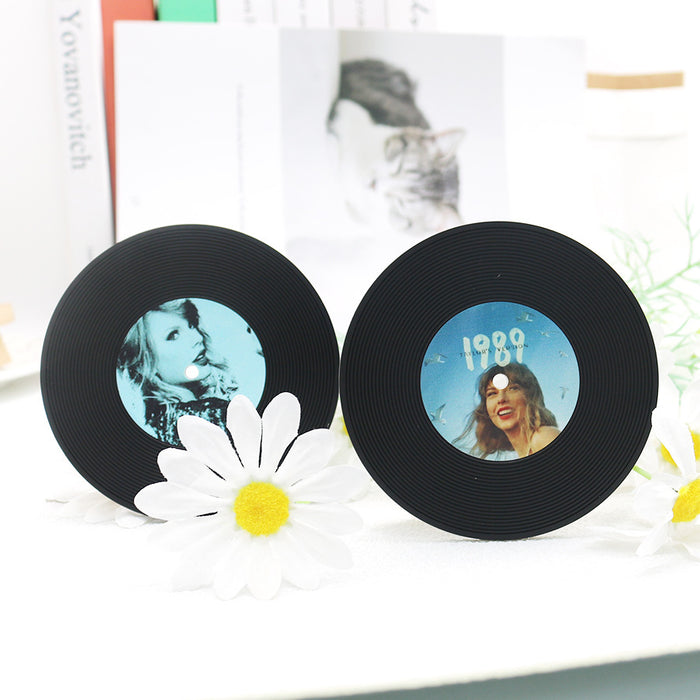 Wholesale Black Rubber CD Silicone Coasters JDC-KC-Gaopu002