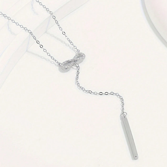 Wholesale Simple and fashionable artificial zircon rectangular pendant necklace, jewelry necklace