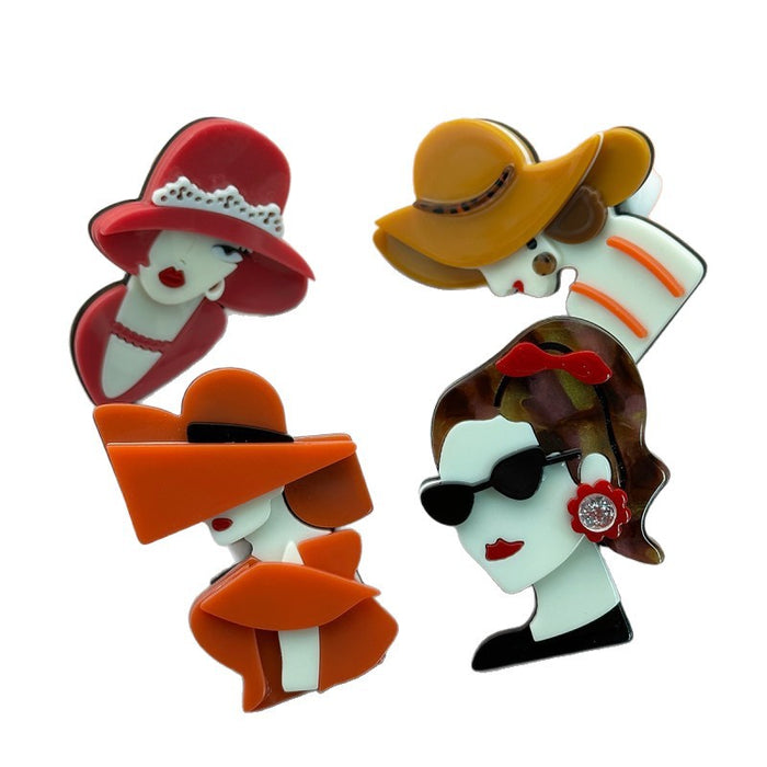 Wholesale Hat Girl Ring Acrylic Character Ring