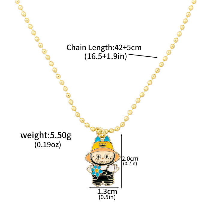 Wholesale Necklace Earrings  Cartoon Cute Metal Enamel Set Pendant Ear Pin Holiday Gift