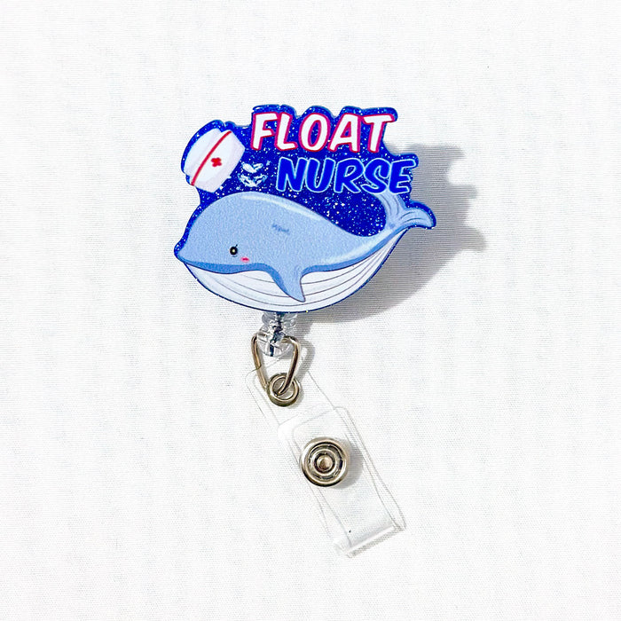 Wholesale Acrylic Dolphin Glitter Easy Pull Buckle Rotatable Telescopic Badge Reel JDC-KC-KaMei007