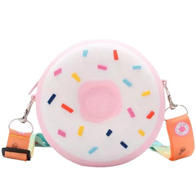 Wholesale Rainbow Donut Bag Children's Coin Purse Silicone Shoulder Backpack Baby Cartoon Wallet Crossbody Bag Women