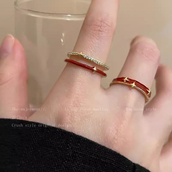 Wholesale  star drop glaze ring  index finger ring retro  open ring