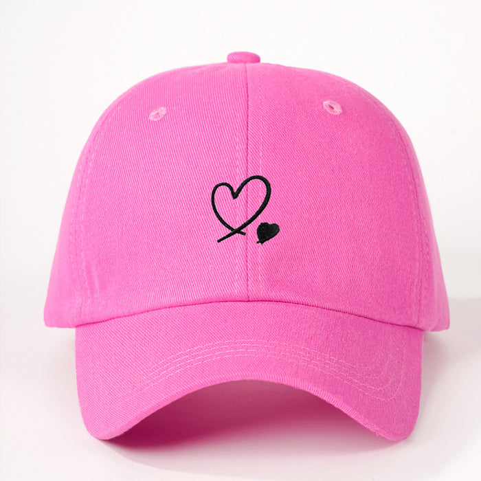 Wholesale Embroidered Love Customized Pure Cotton Baseball Hats for Men and Women Outdoor Sunscreen Soft Top Duck Tongue Hats JDC-FH-TQ002