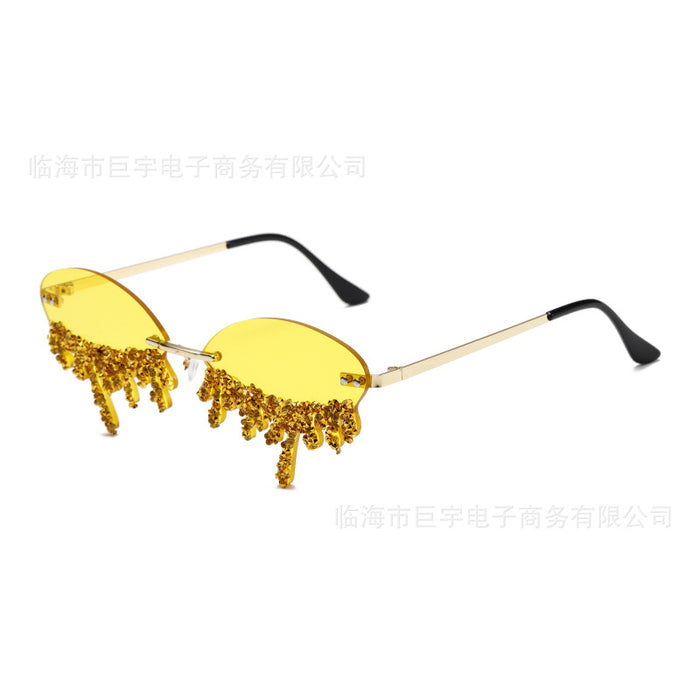Wholesale Angel tears frameless sunglasses, personalized diamond studded sunglasses