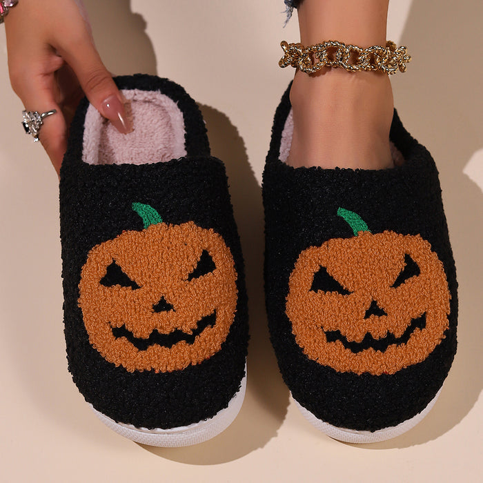 Wholesale  pumpkin slippers for women thick-soled winter home indoor non-slip slippers