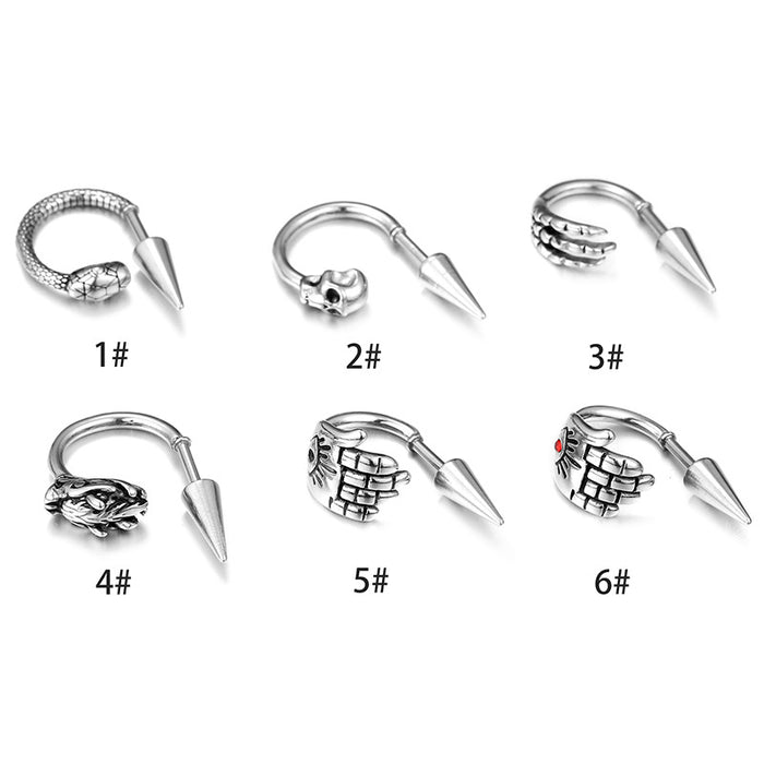 Wholesale  C- shaped horseshoe earrings dragon skull Palm pointed cone ear bone nail